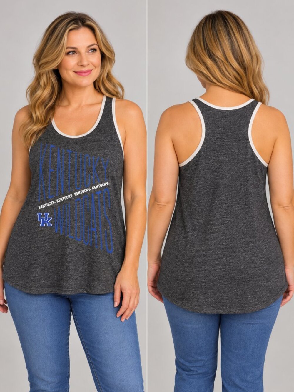 Sideline Apparel Kentucky Wildcats UK NCAA Racerback Tank Top Gray Blue M